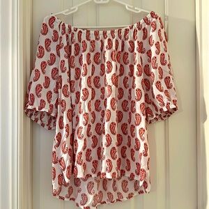 LOFT Outlet Off the Shoulder Peasant Top with Short Sleeves. Size L.